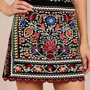 Lulus Don't Stop the Party Black Embroidered Mini Skirt